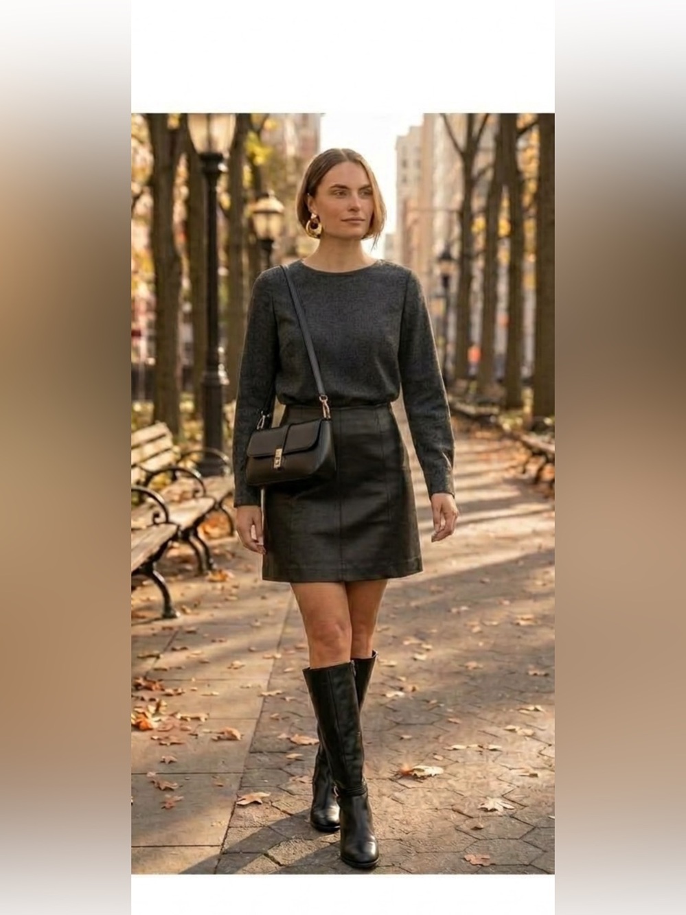 & other stories black leather mini skirt US size S